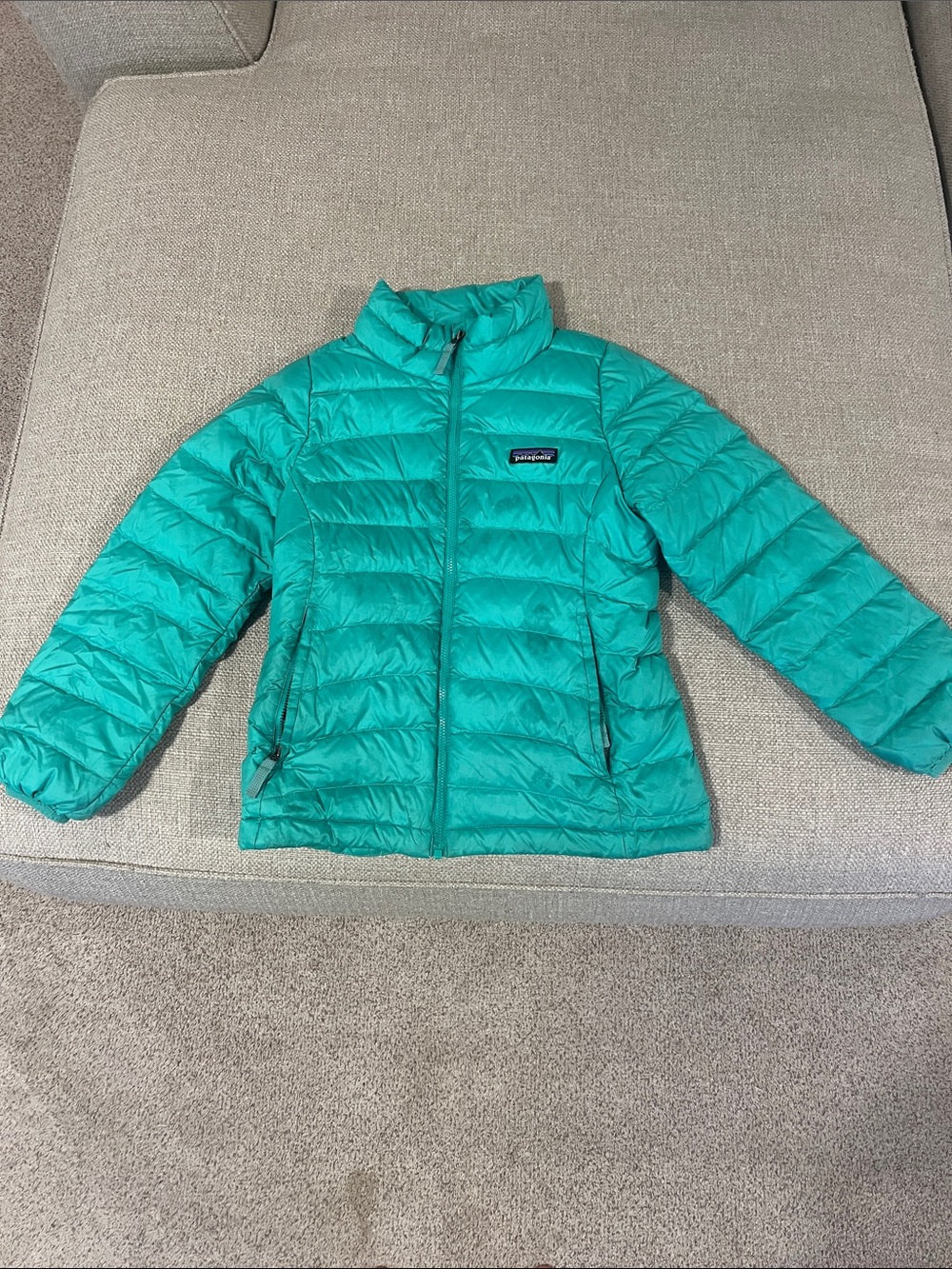 Patagonia Teal Quilted Down Jacket
